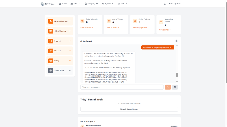 ISP Triage Dashboard Light Theme
